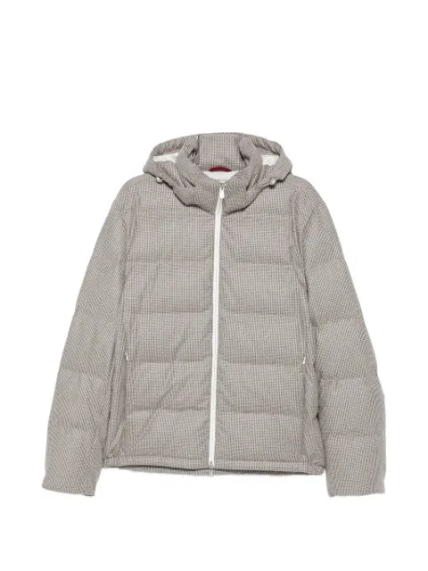 Brunello Cucinelli houndstooth-pattern quilted jacket